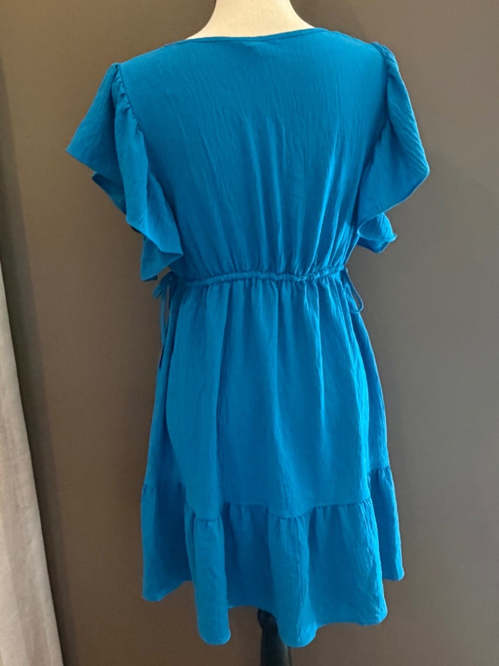 Max Studio V-Neck Tiered Minidress Cobalt Blue, Size Medium - Picture 4 of 13